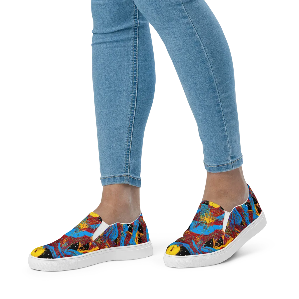 Chromatic Rebellion on Women's Slip-On Canvas Shoes — Front