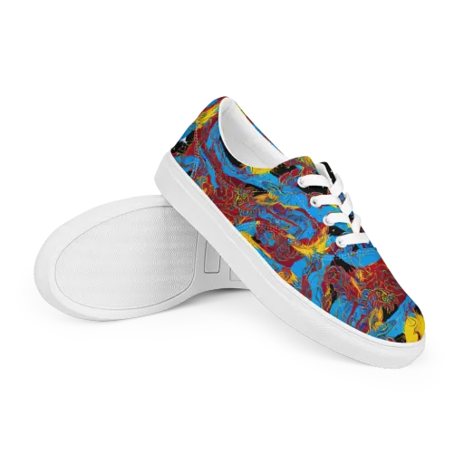 Chromatic Rebellion on a Men's Lace-Up Canvas Shoes