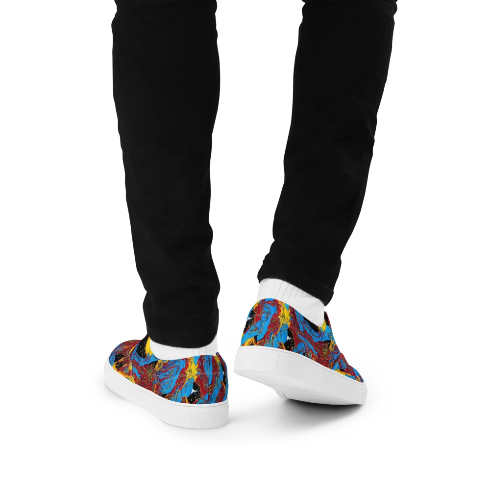 Chromatic Rebellion on Men's Lace-Up Canvas Shoes — Back