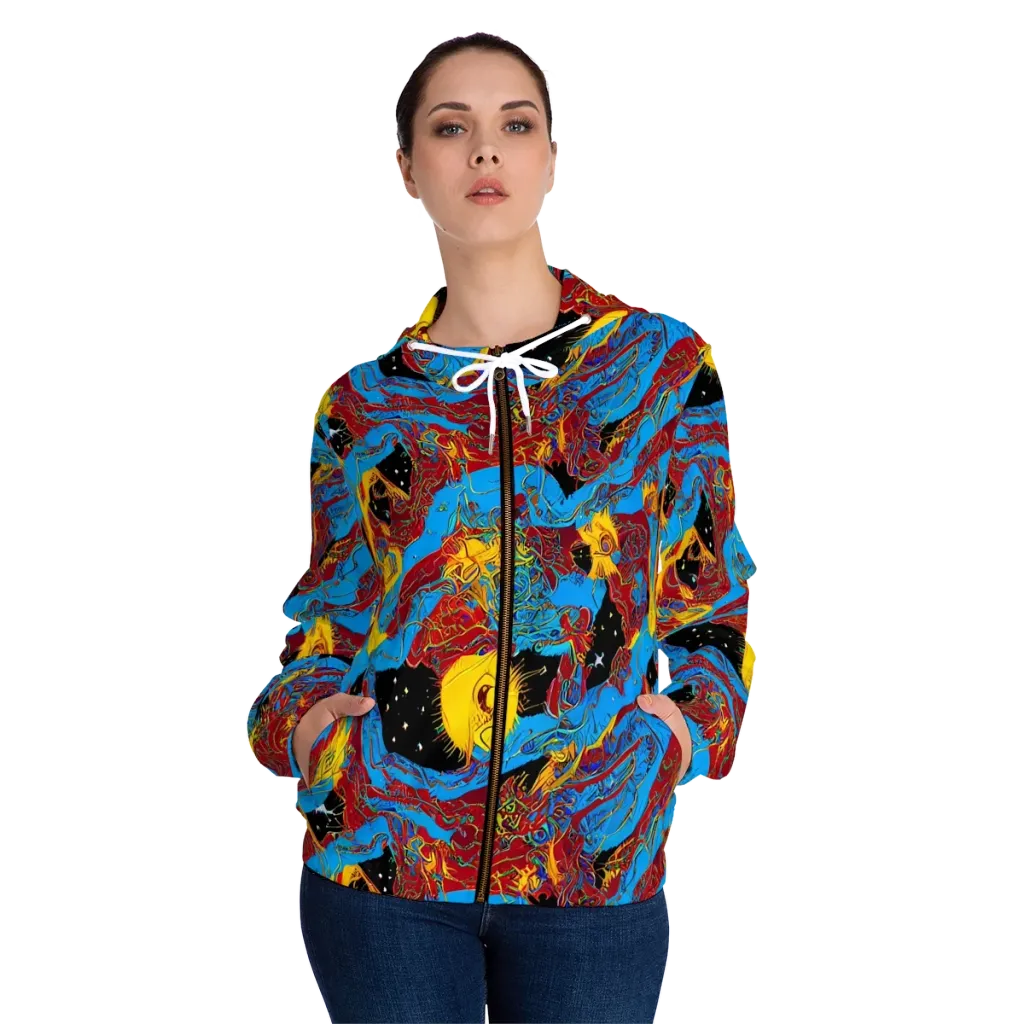 Chromatic Rebellion on Women's Full-Zip Hoodie — Front On Person