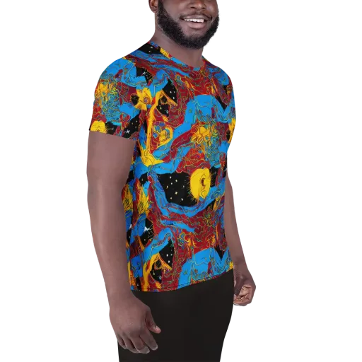 Chromatic Rebellion on a Men's Athletic T-Shirt