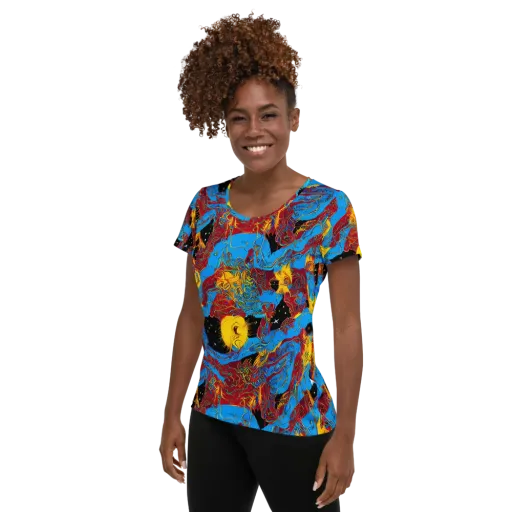 Chromatic Rebellion on a Women's Athletic T-Shirt