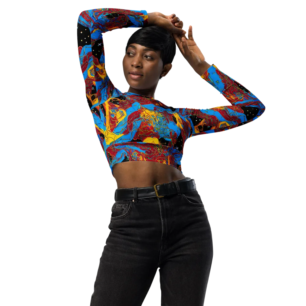 Chromatic Rebellion on Long Sleeve Crop Top — Front