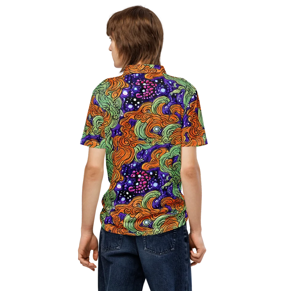 Magma Moon on Men's Slim Fit Polo Shirt — Back