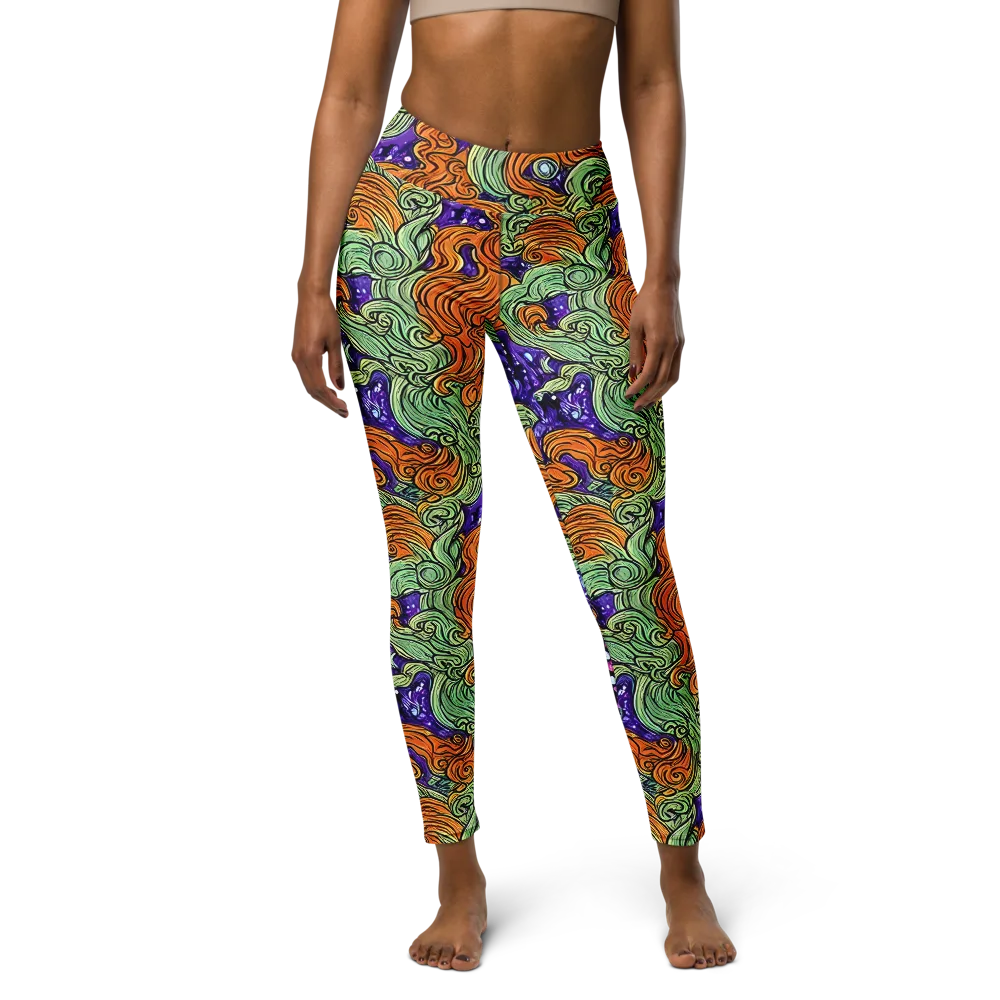 Magma Moon on Yoga Leggings — Front