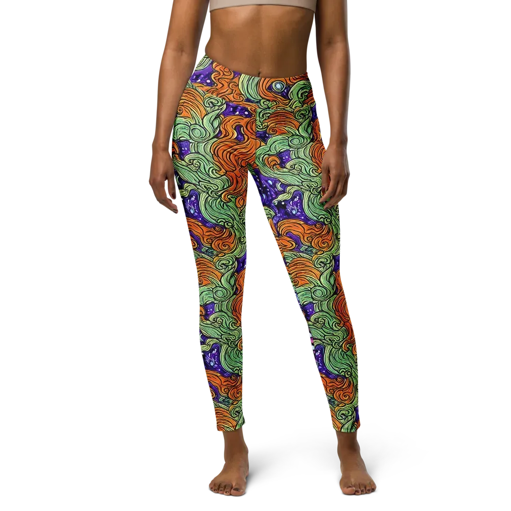 Magma Moon on Yoga Leggings — Front