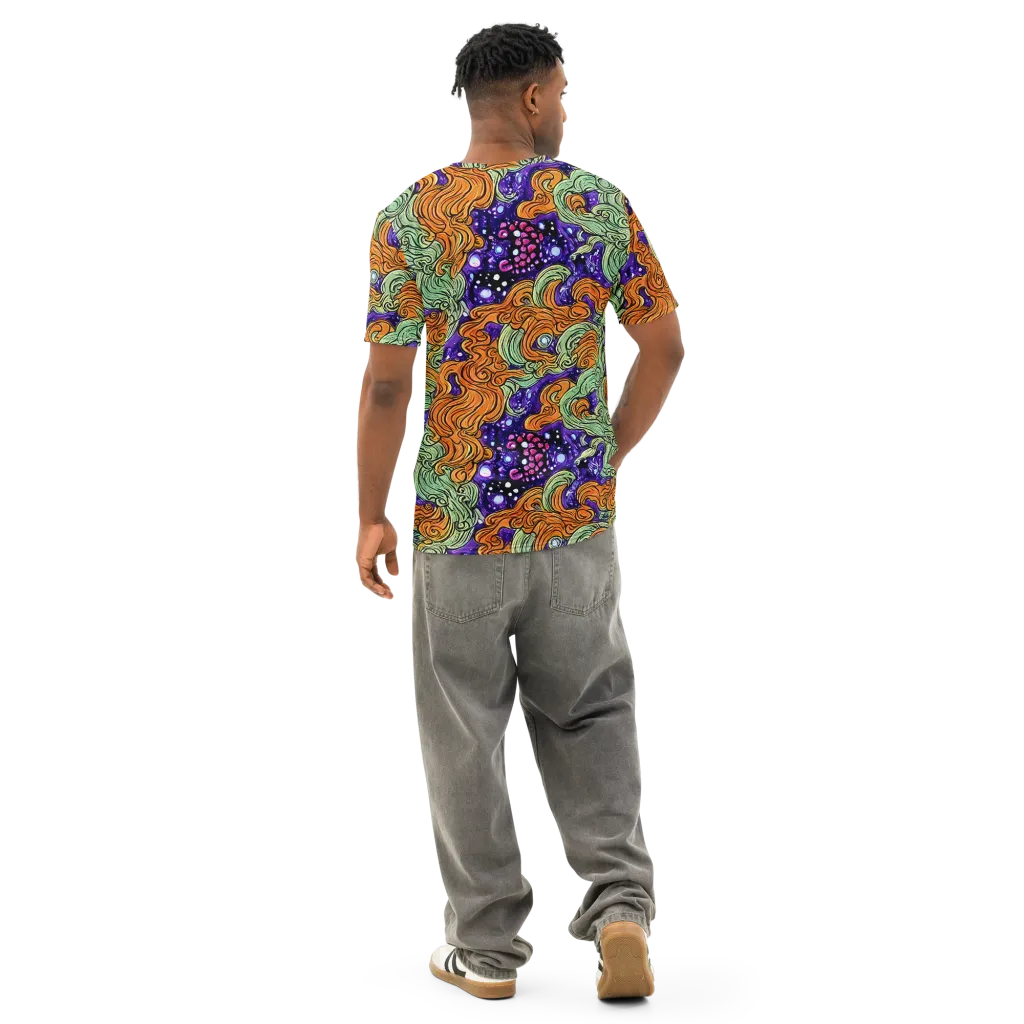 Magma Moon on Men's Cotton Crew Neck T-Shirt — Back
