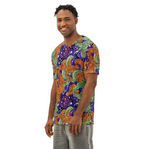 Magma Moon on a Men's Cotton Crew Neck T-Shirt