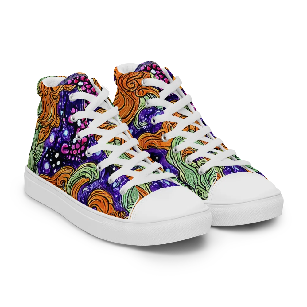 Magma Moon on Men's High Top Canvas Shoes — Right Front
