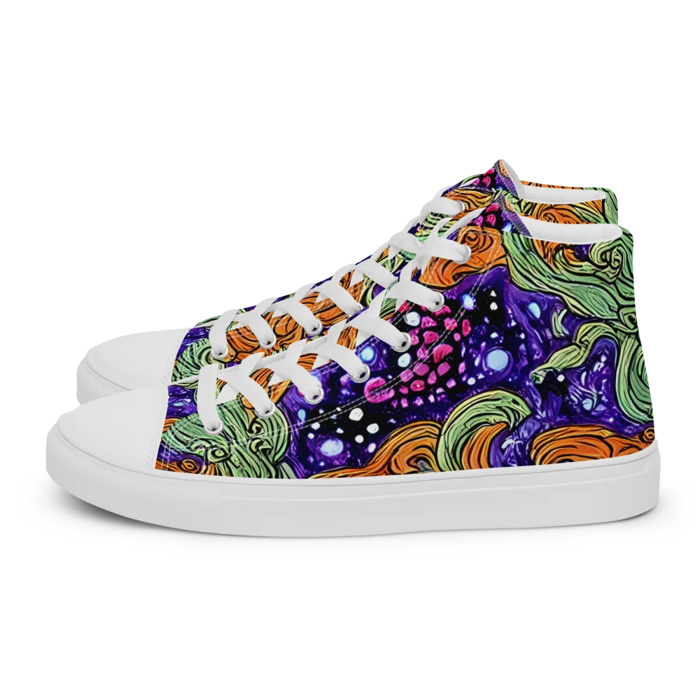 Magma Moon on Men's High Top Canvas Shoes — Left