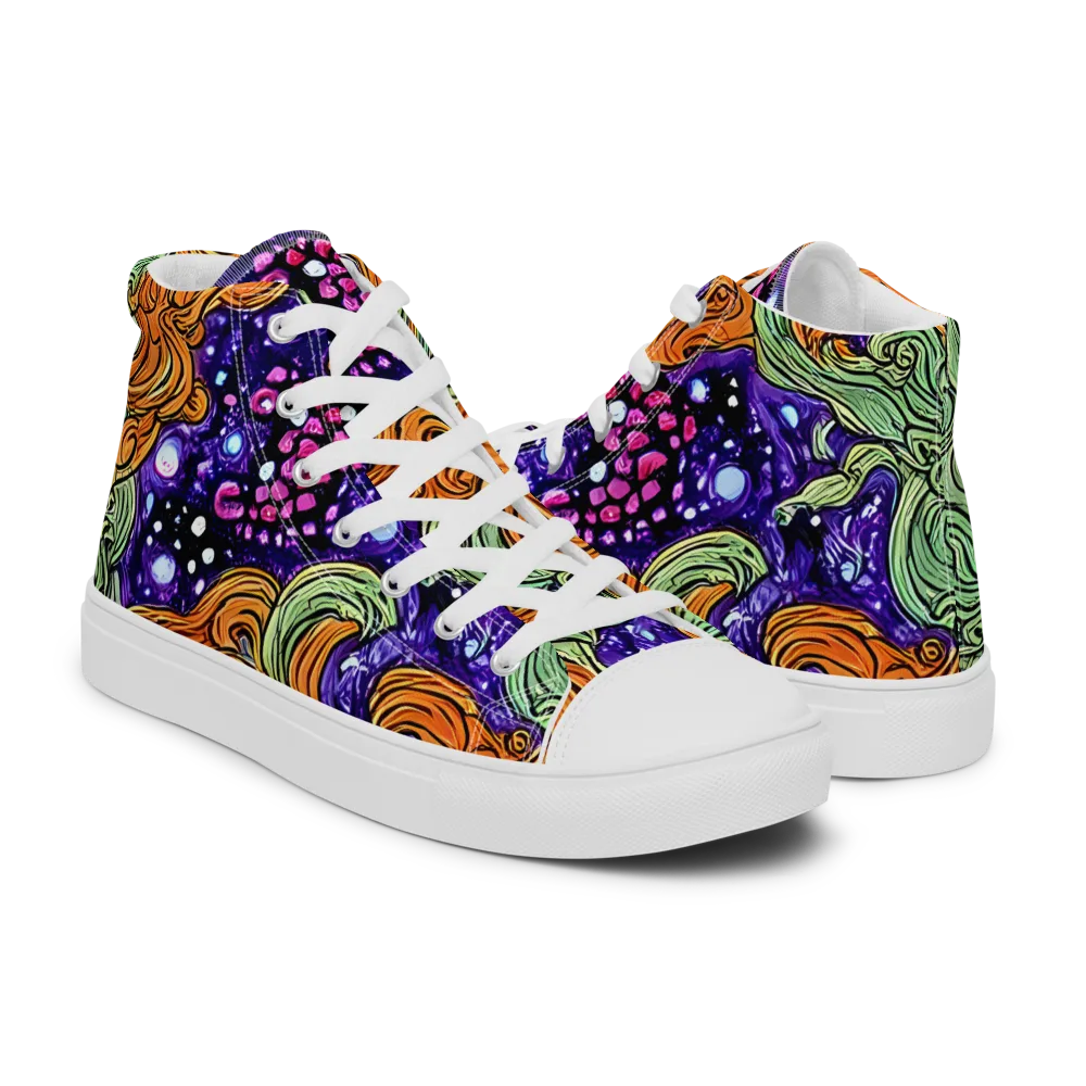 Magma Moon on Men's High Top Canvas Shoes — Right