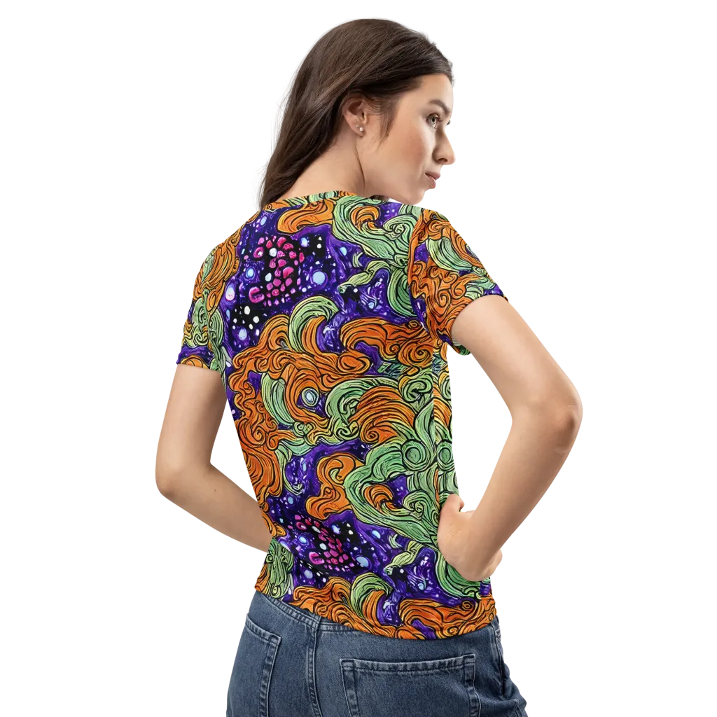 Magma Moon on Women's Crew Neck T-Shirt — Back