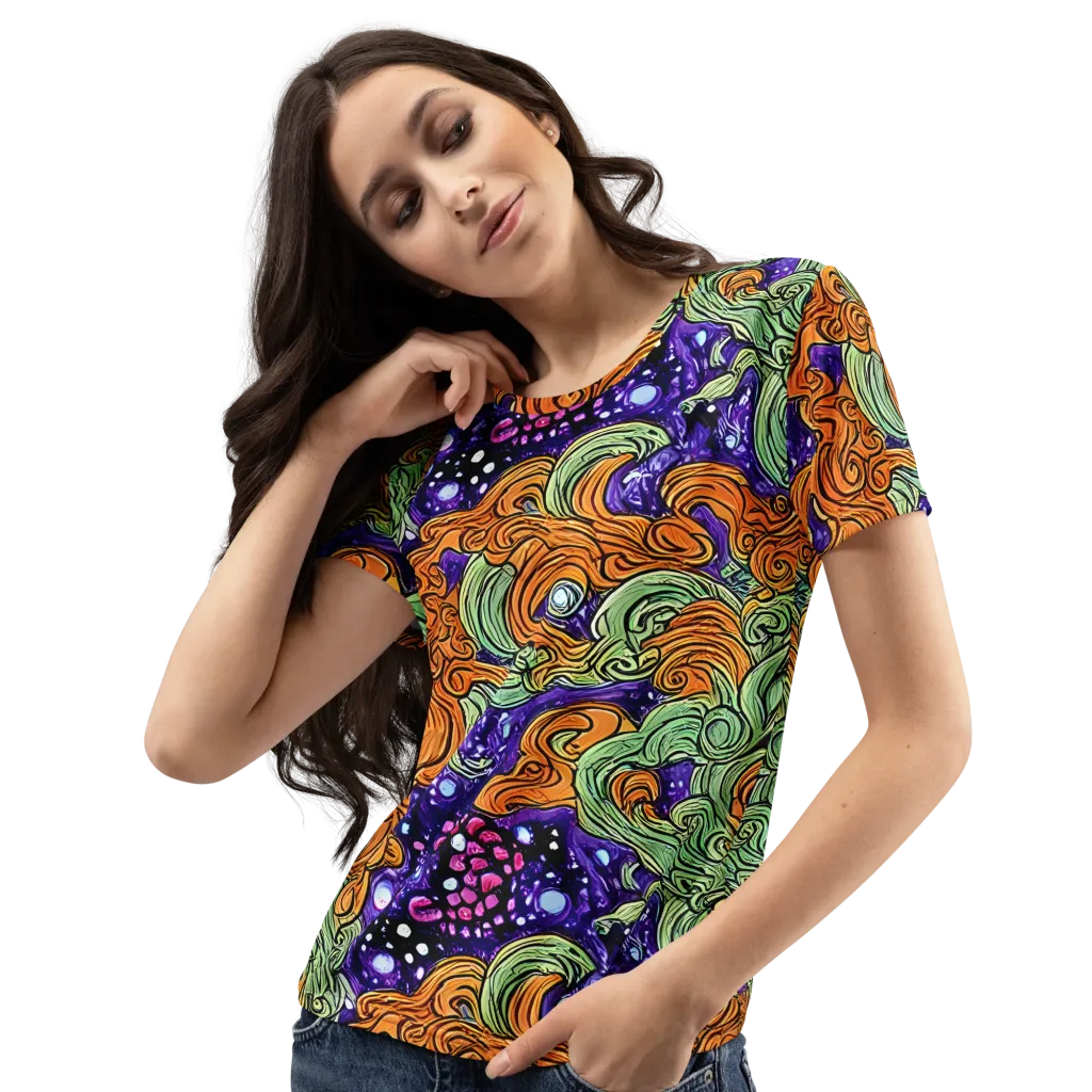 Magma Moon on Women's Crew Neck T-Shirt — Left Front