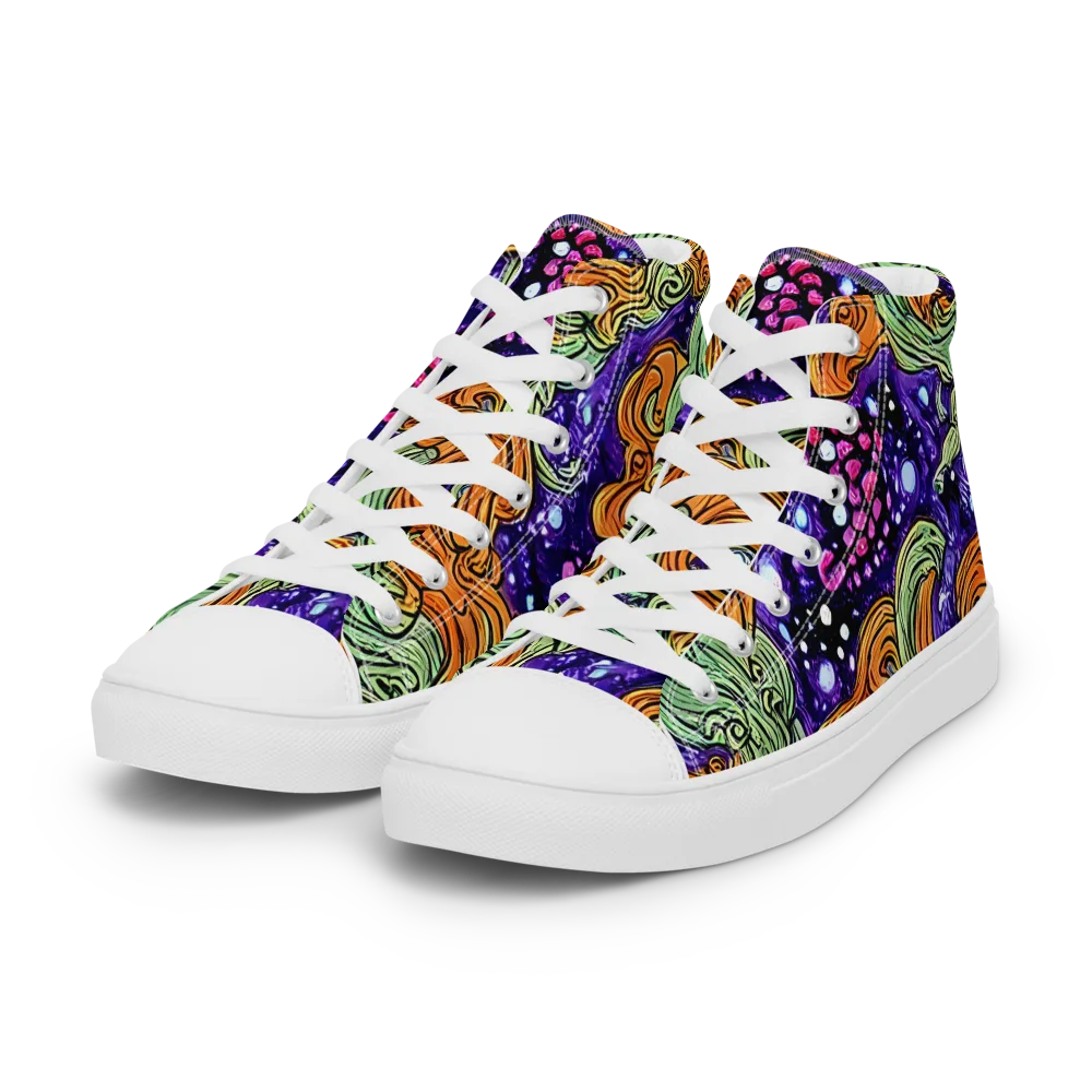 Magma Moon on Women's High Top Canvas Shoes — Left Front