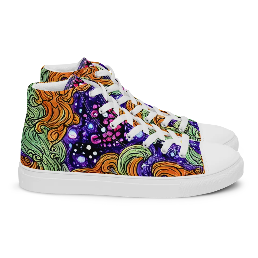 Magma Moon on Women's High Top Canvas Shoes — Right