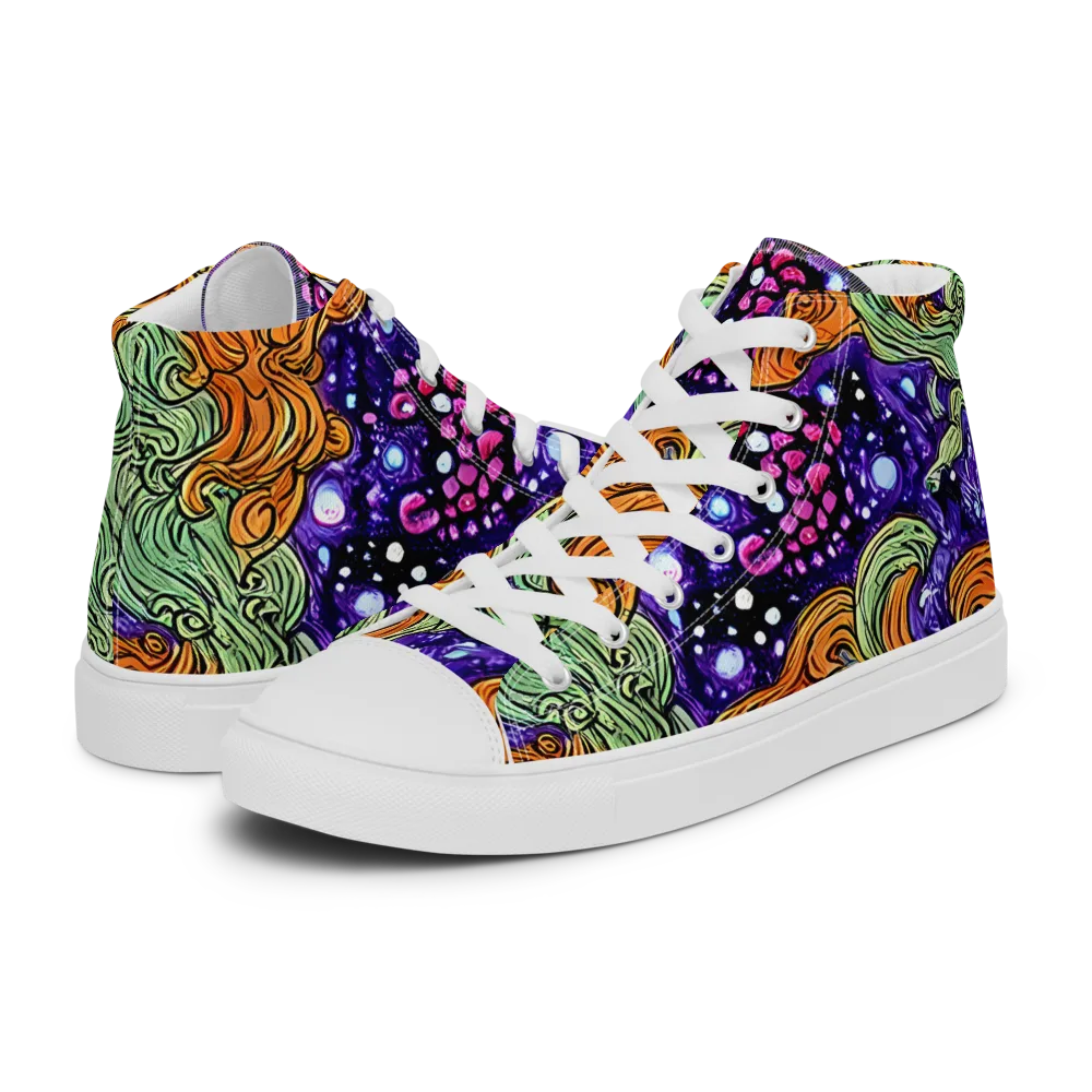 Magma Moon on Women's High Top Canvas Shoes — Left