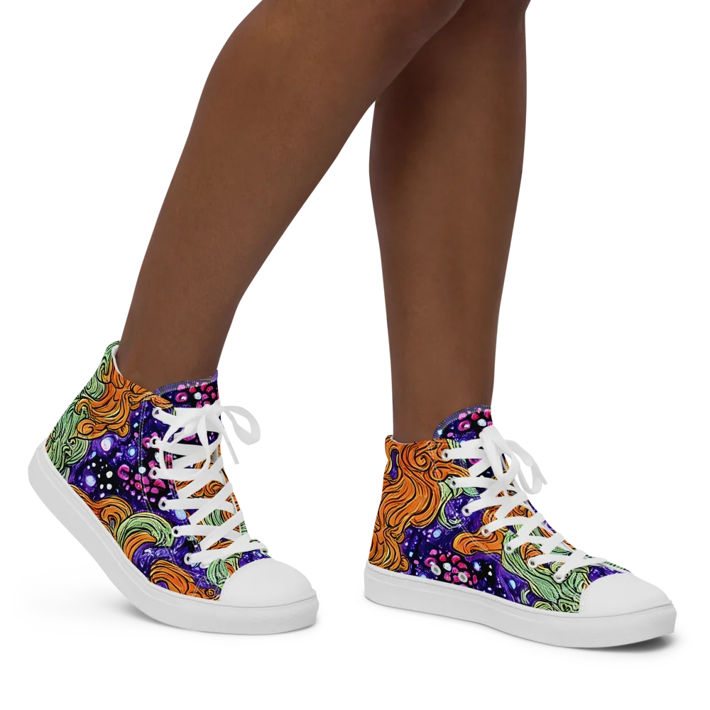 Magma Moon on Women's High Top Canvas Shoes — Right