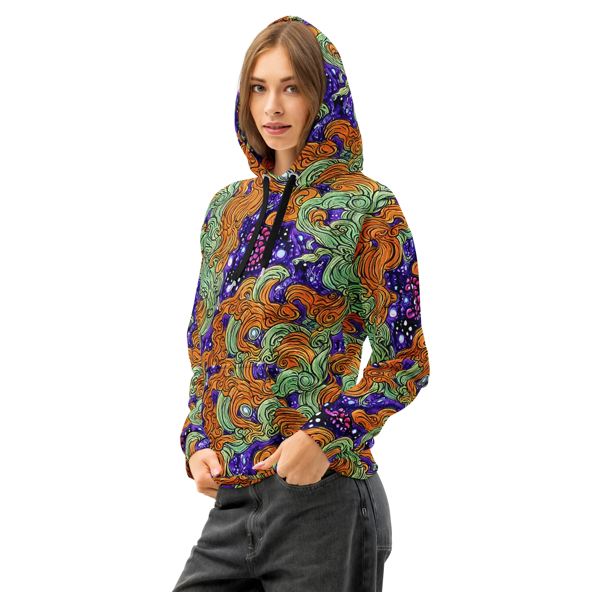 Magma Moon on Cotton Hoodie — Left Front