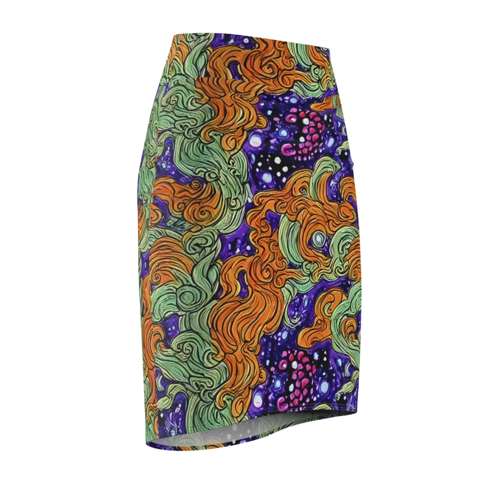Magma Moon on Pencil Skirt — Front Side