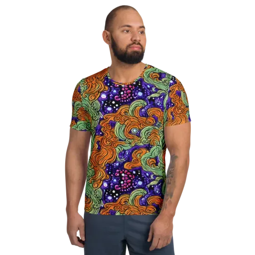 Magma Moon on a Men's Athletic T-Shirt
