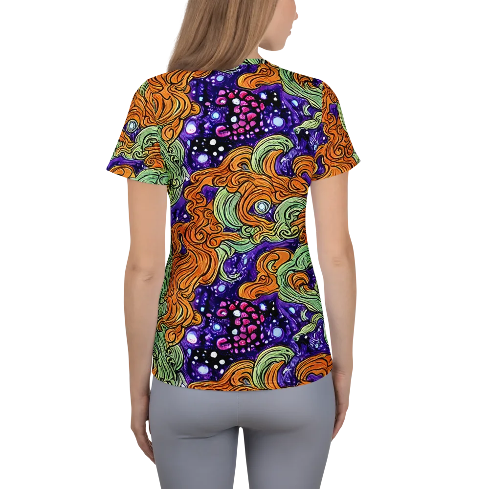 Magma Moon on Women's Athletic T-Shirt — Back
