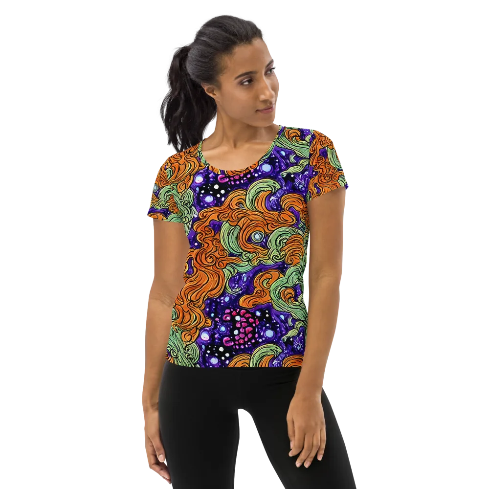Magma Moon on Women's Athletic T-Shirt — Front