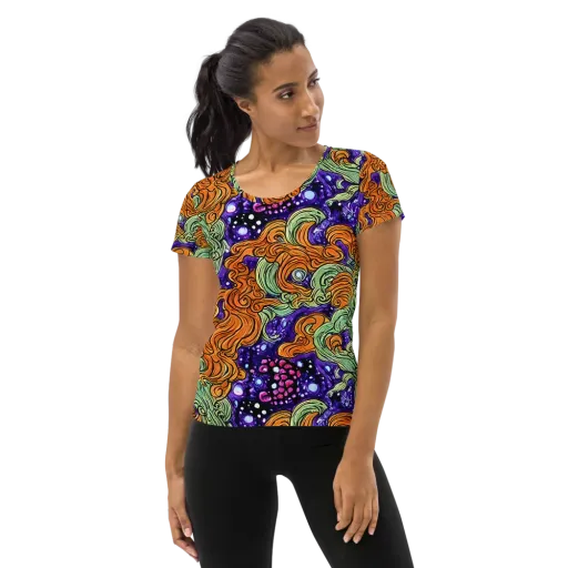 Magma Moon on a Women's Athletic T-Shirt