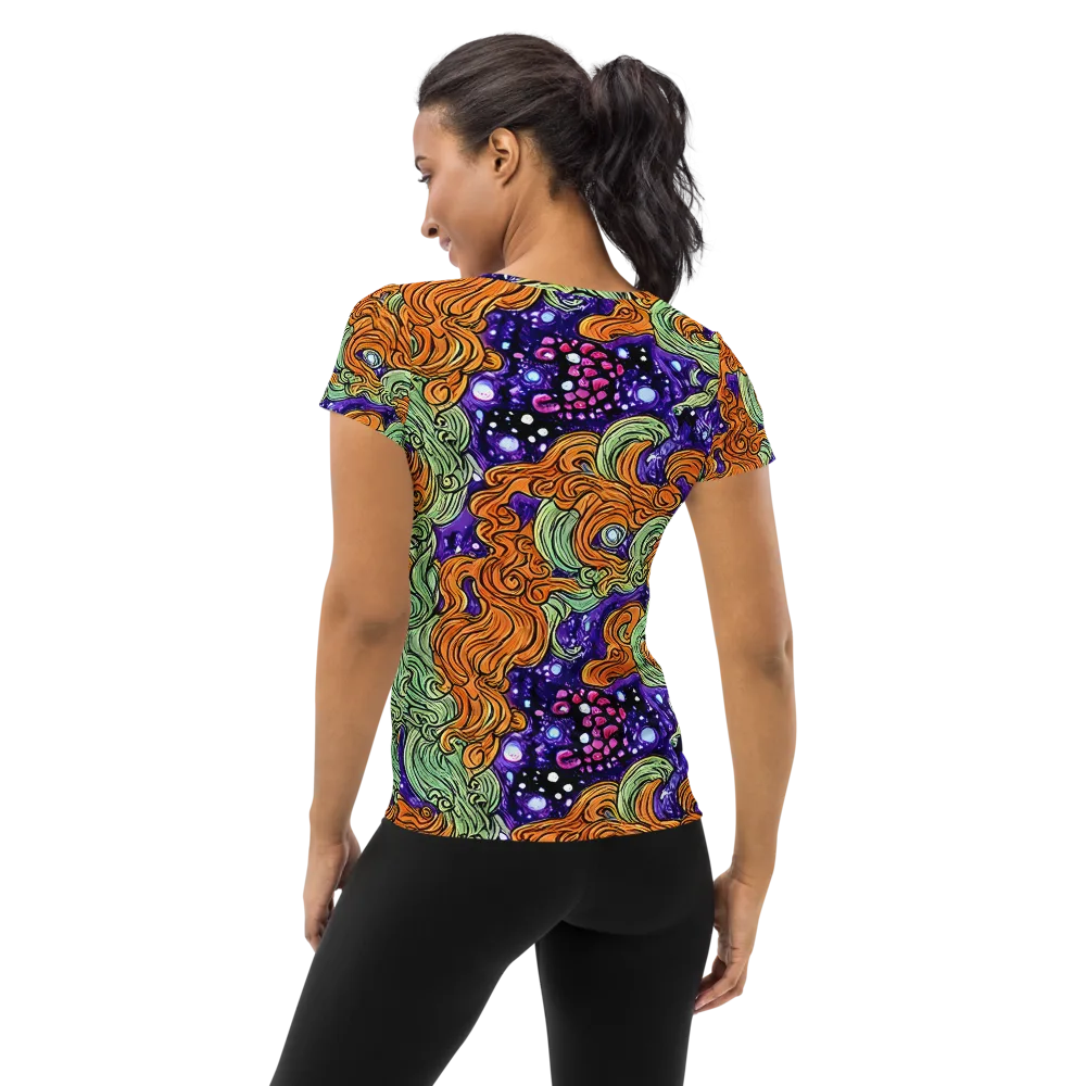 Magma Moon on Women's Athletic T-Shirt — Back