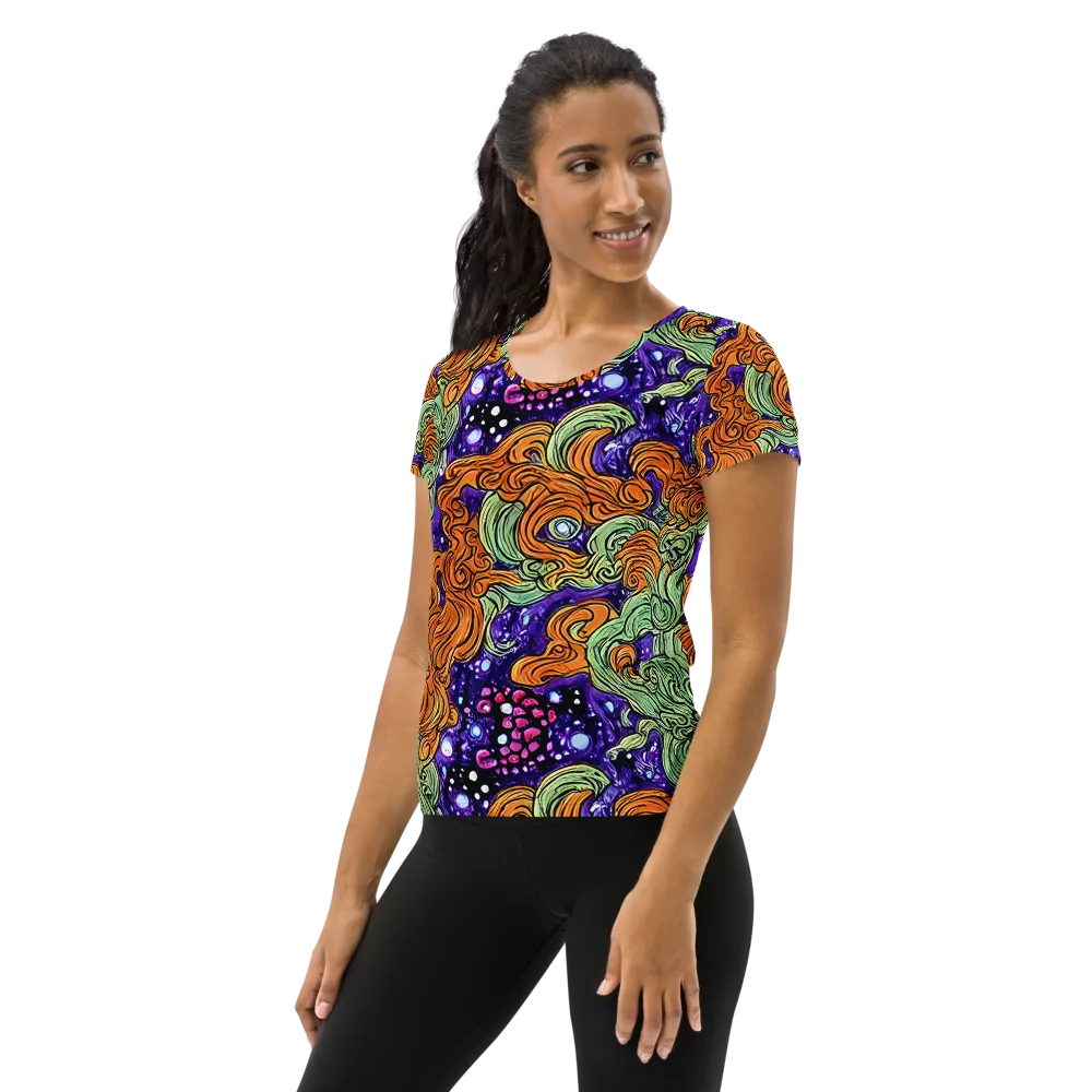 Magma Moon on Women's Athletic T-Shirt — Left