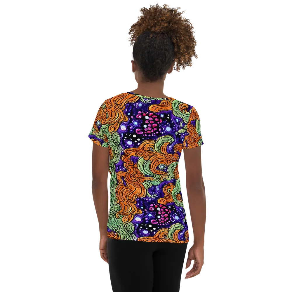 Magma Moon on Women's Athletic T-Shirt — Back