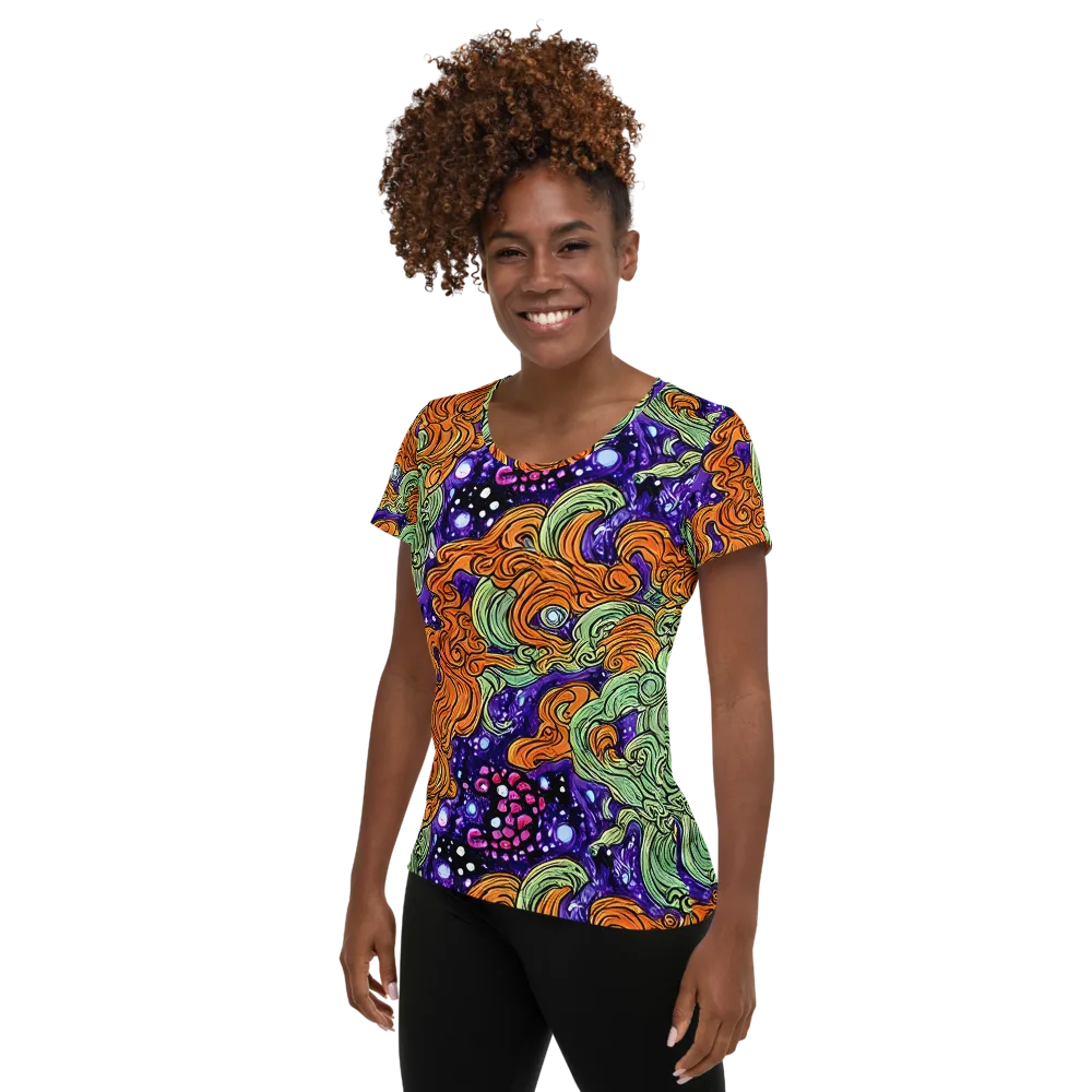 Magma Moon on Women's Athletic T-Shirt — Left