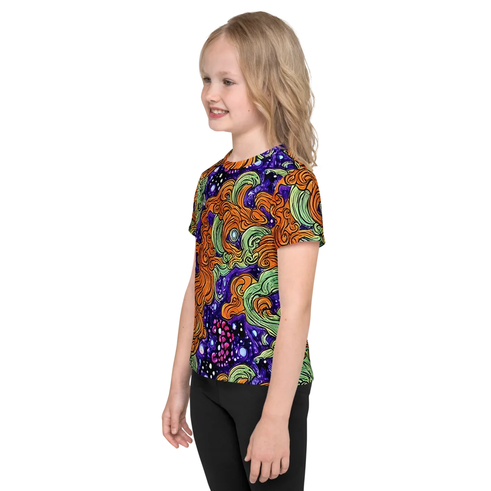 Magma Moon on Kids Crew Neck T-Shirt — Left