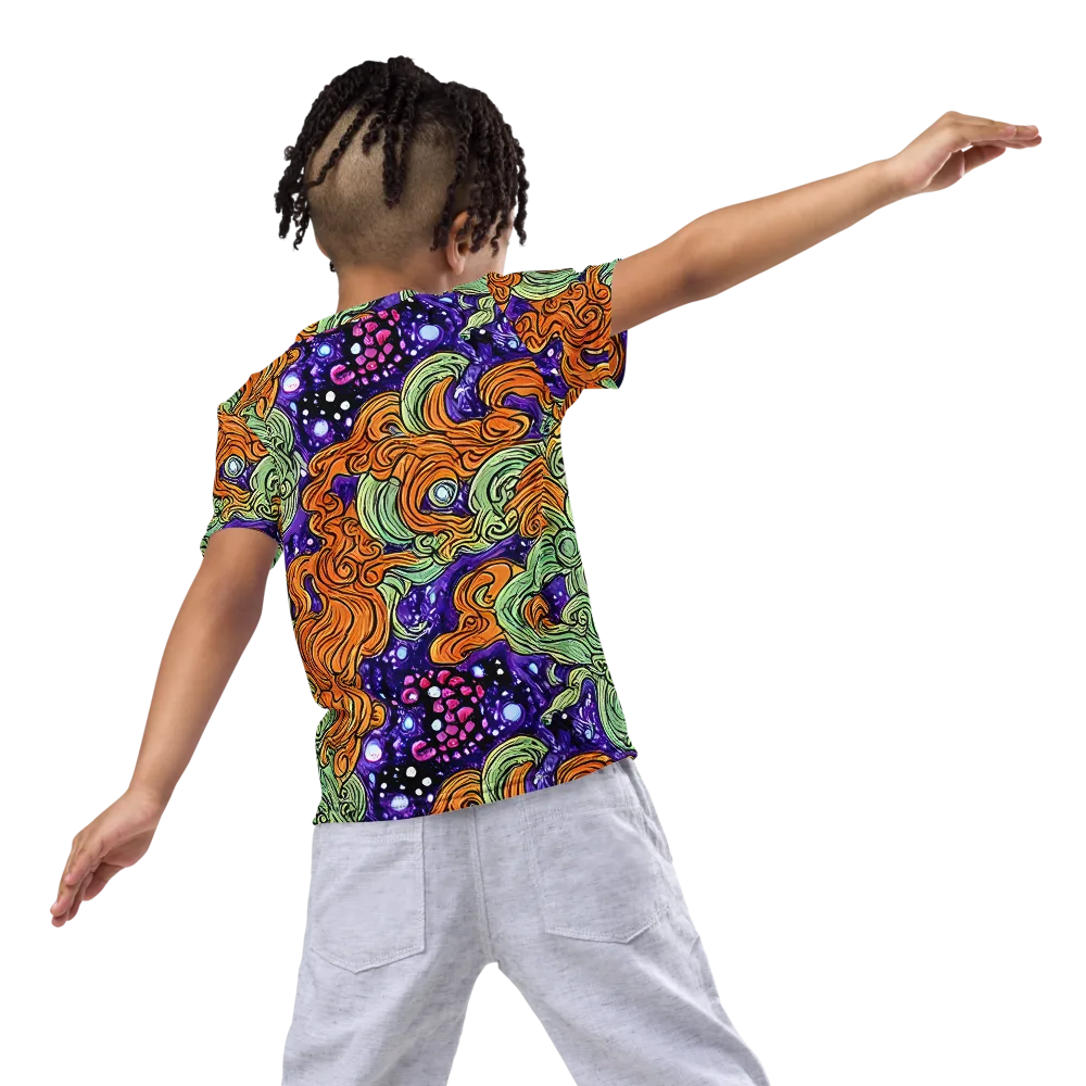 Magma Moon on Kids Crew Neck T-Shirt — Back