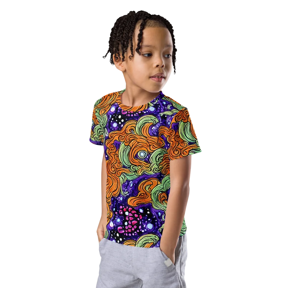 Magma Moon on Kids Crew Neck T-Shirt — Left Front