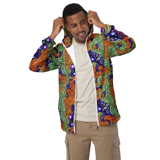 Magma Moon on a Men's Windbreaker