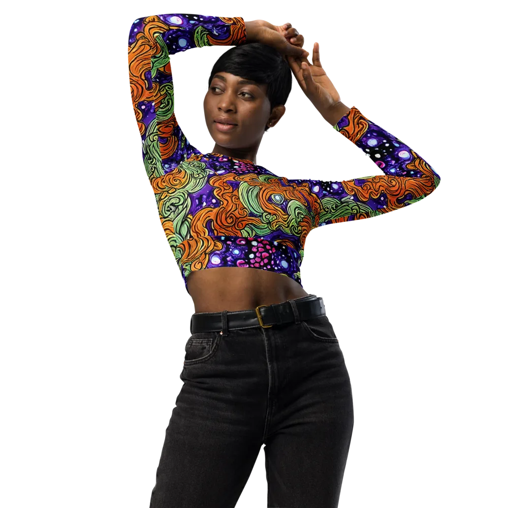 Magma Moon on Long Sleeve Crop Top — Front