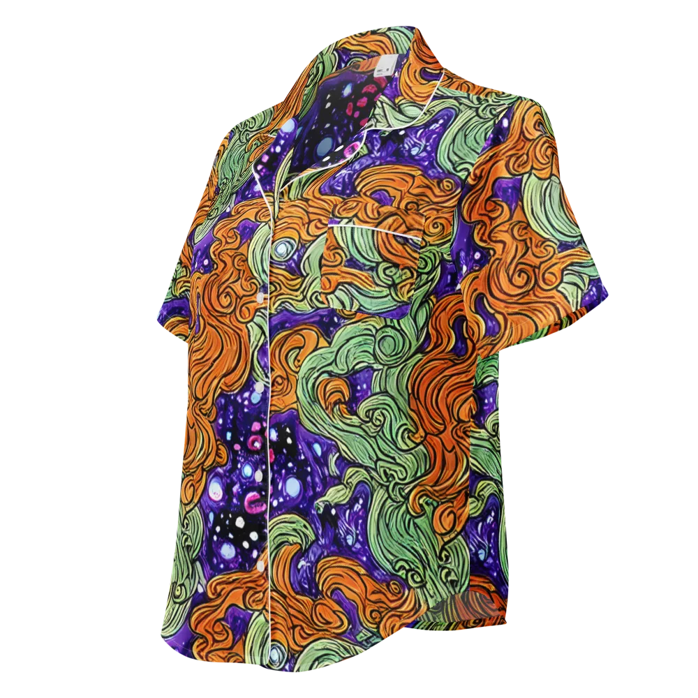Magma Moon on Women's Short Sleeve Pajama Top — Left Front