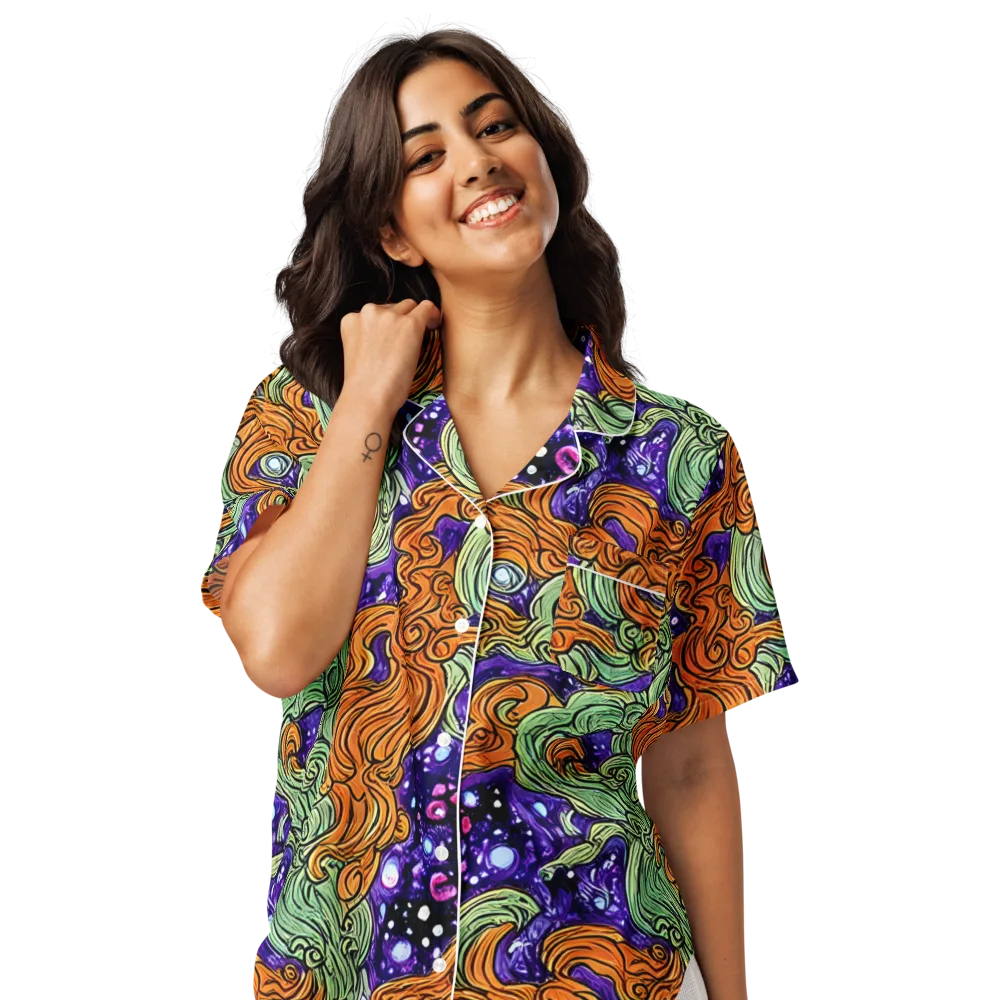 Magma Moon on Women's Short Sleeve Pajama Top — Front