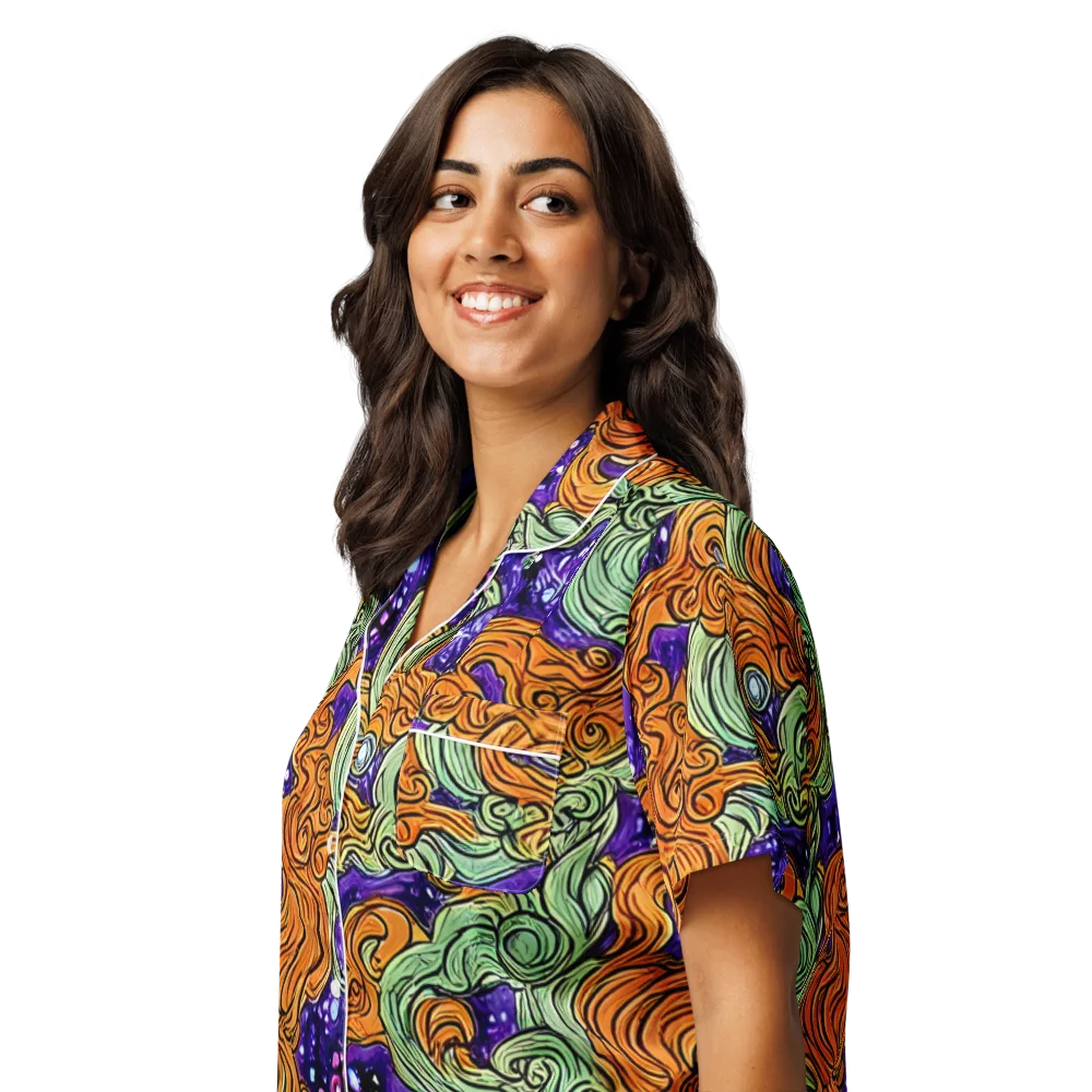 Magma Moon on Women's Short Sleeve Pajama Top — Left Front
