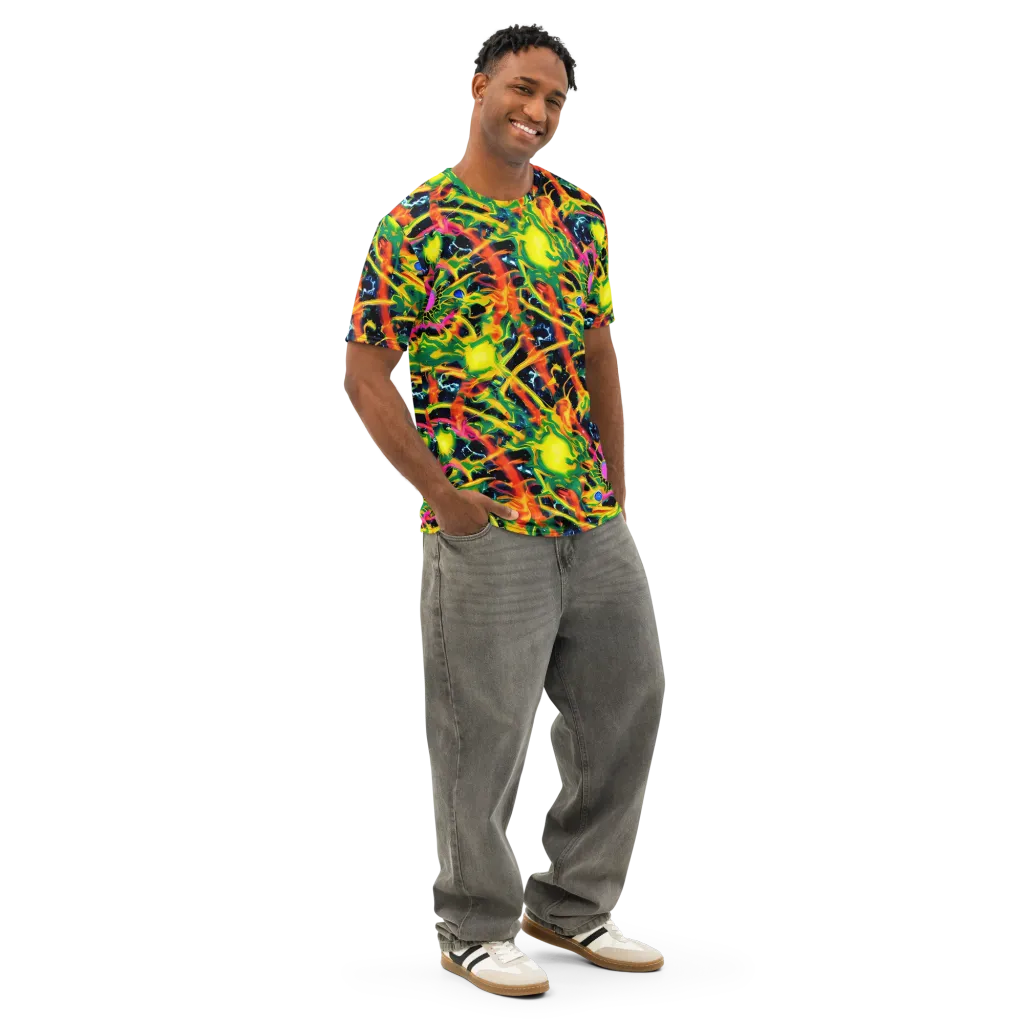 Molten Riot on Men's Cotton Crew Neck T-Shirt — Right Front