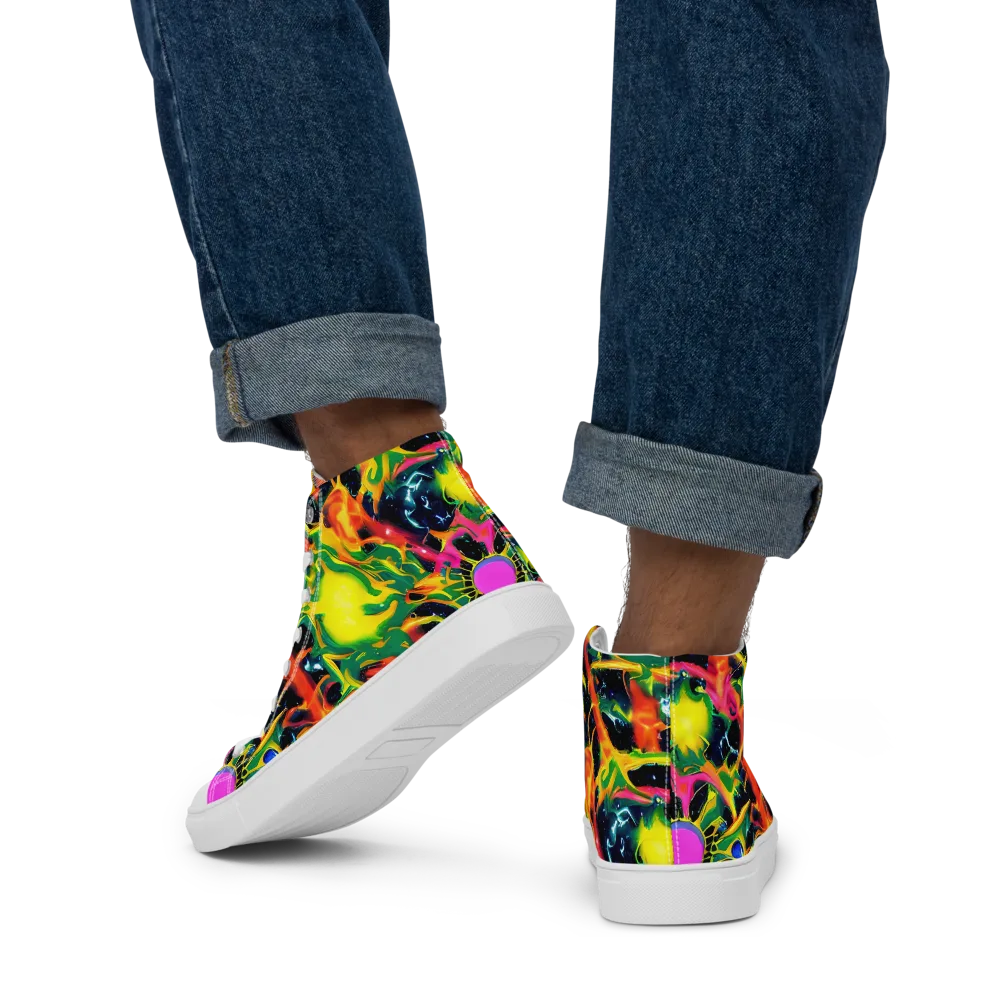 Molten Riot on Men's High Top Canvas Shoes — Back