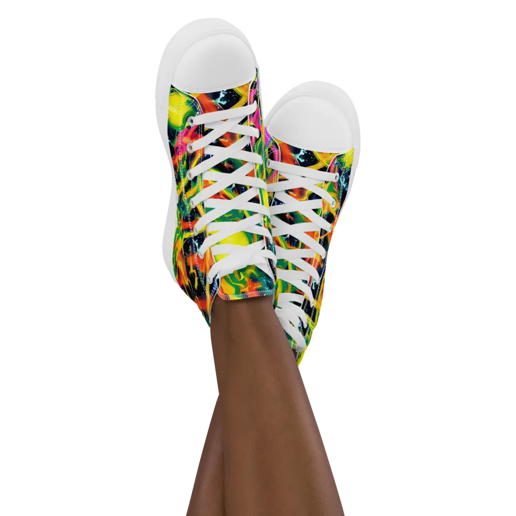 Molten Riot on Women's High Top Canvas Shoes — Front