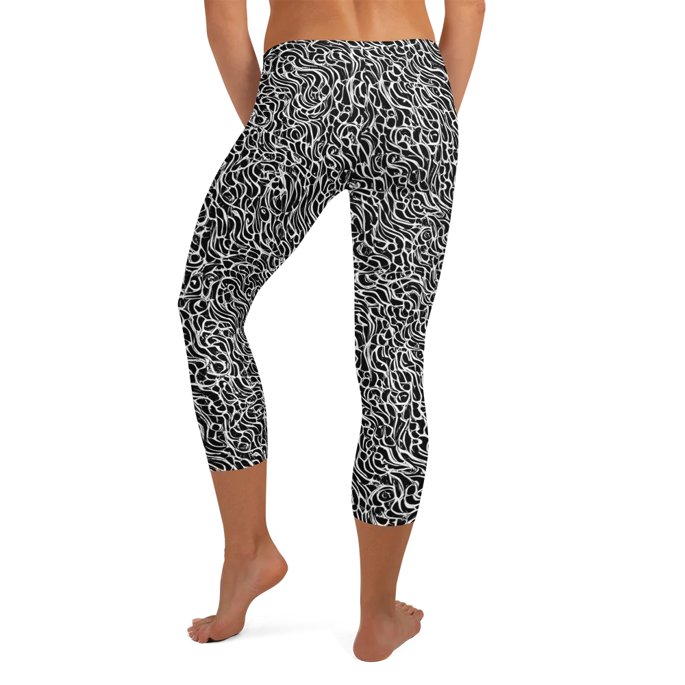 Inkstorm Maze on Capri Leggings — Back