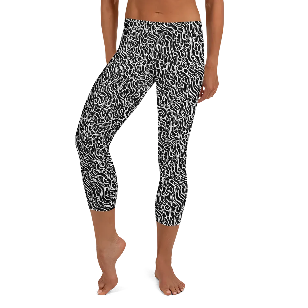 Inkstorm Maze on Capri Leggings — Front