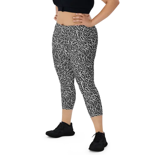 Inkstorm Maze on a Capri Leggings