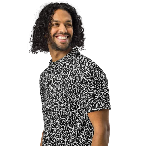 Inkstorm Maze on a Men's Slim Fit Polo Shirt