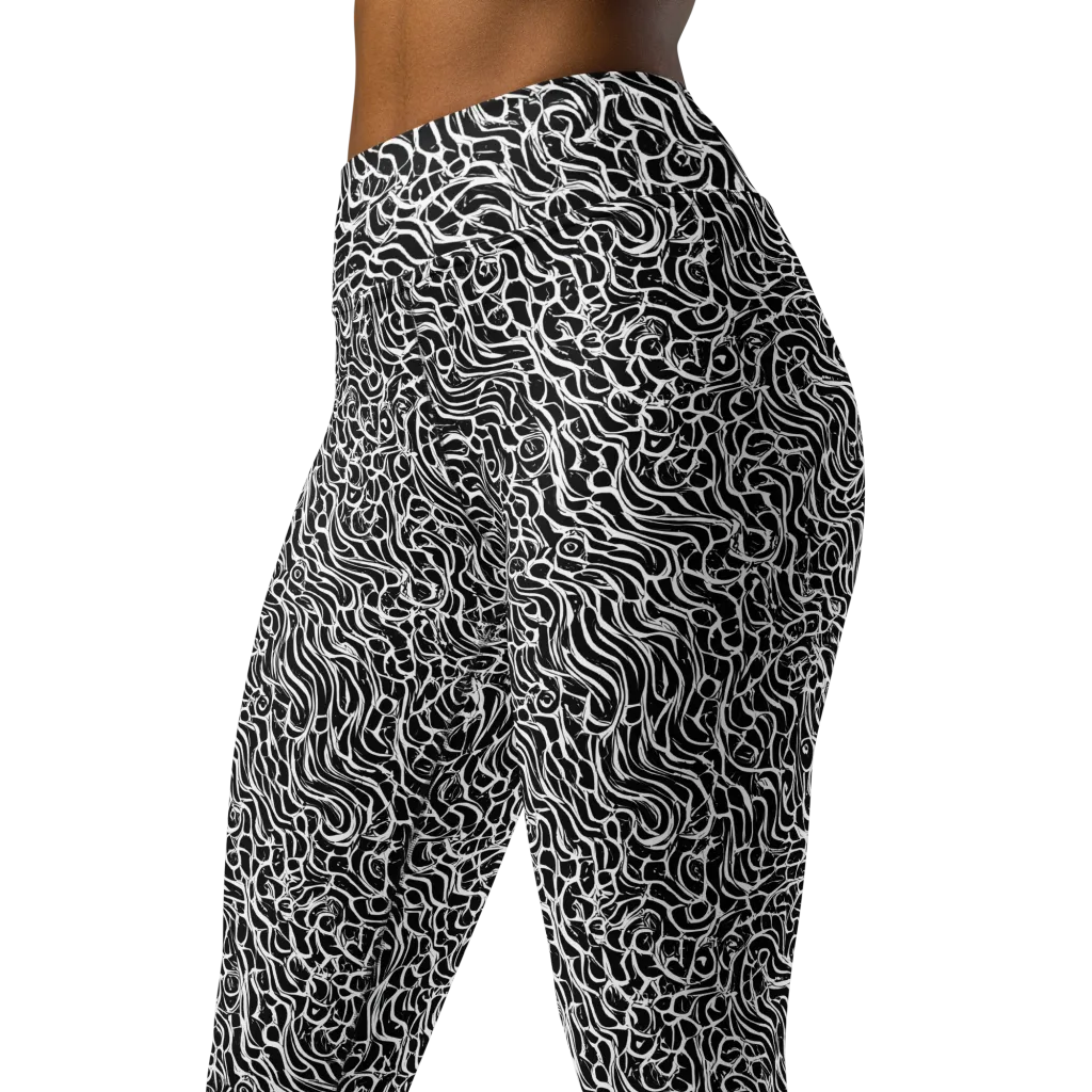 Inkstorm Maze on Yoga Leggings — Left Front