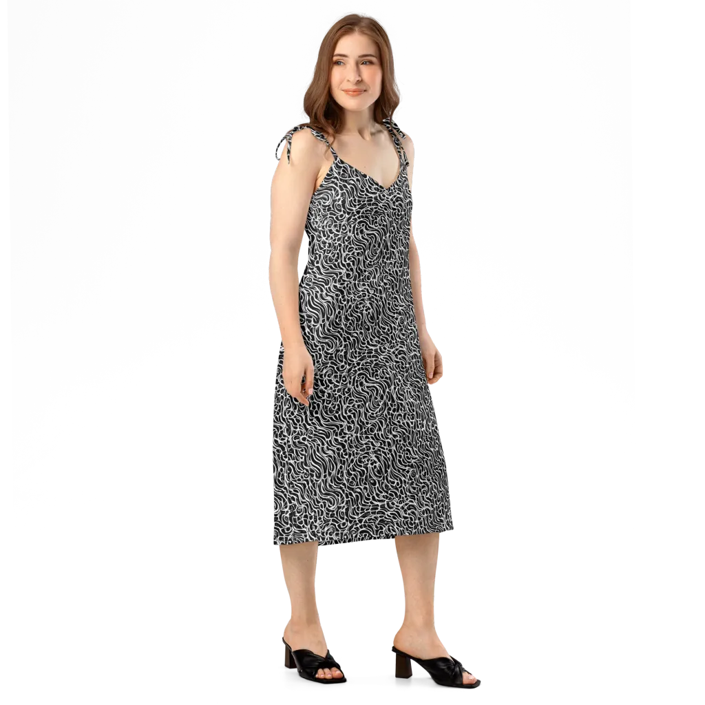 Inkstorm Maze on Slip Dress — Right Front
