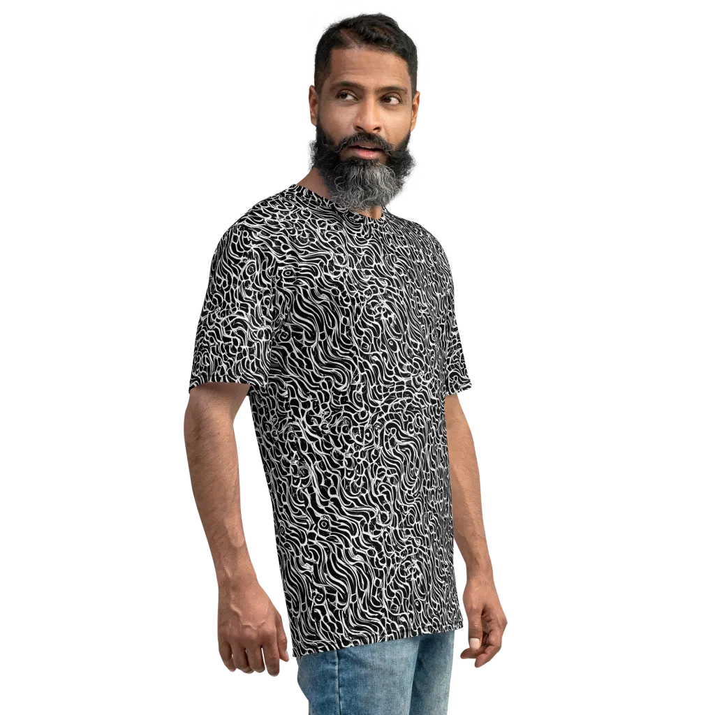 Inkstorm Maze on Men's Crew Neck T-Shirt — Right
