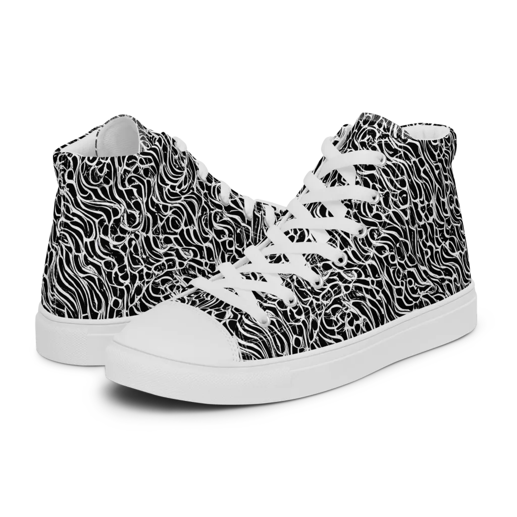 Inkstorm Maze on Women's High Top Canvas Shoes — Left
